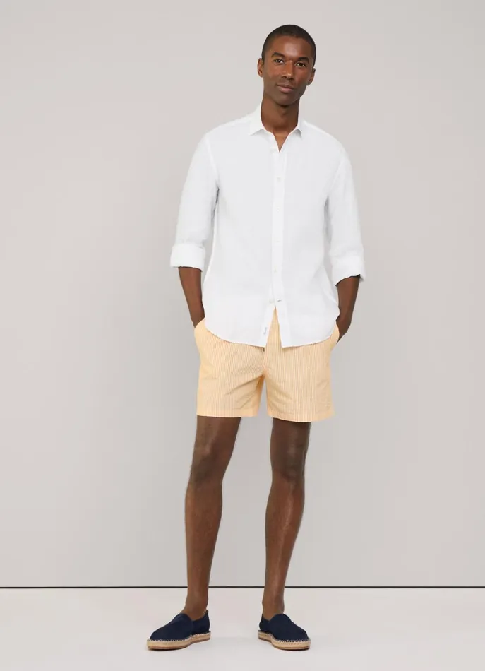 Men Swimwear Faonnable Striped Seersucker Swim Shorts Mellow Yellow
