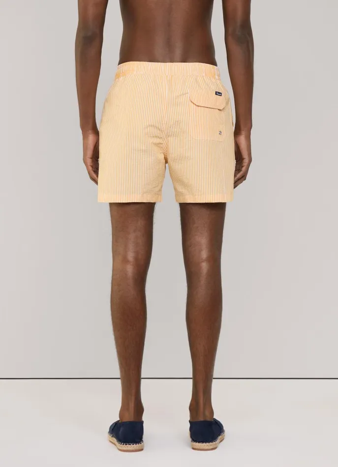 Men Swimwear Faonnable Striped Seersucker Swim Shorts Mellow Yellow