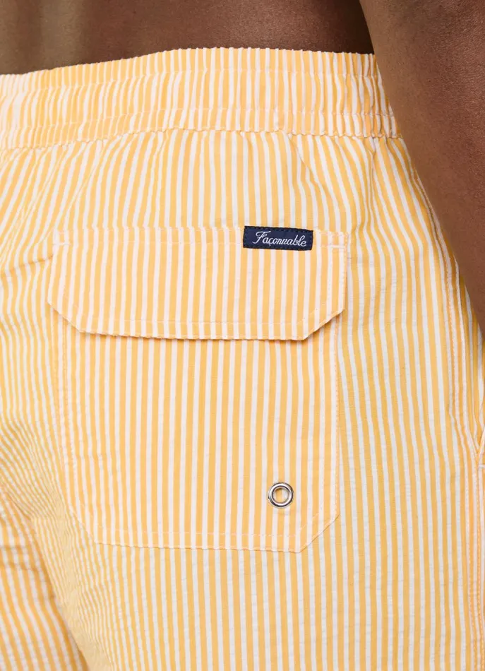 Men Swimwear Faonnable Striped Seersucker Swim Shorts Mellow Yellow