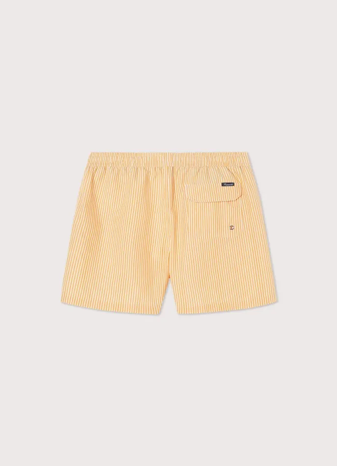 Men Swimwear Faonnable Striped Seersucker Swim Shorts Mellow Yellow
