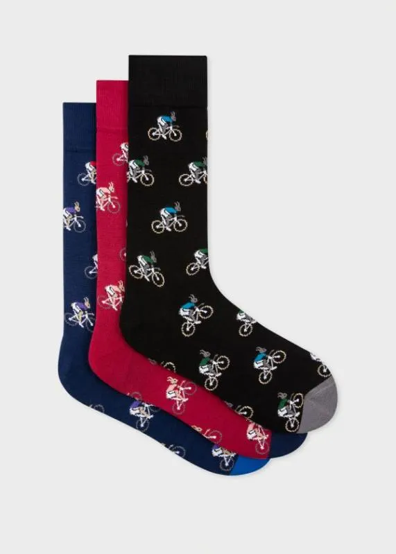 Mens 039Cycling Rabbits039 Motif Socks Three Pack Paul Smith Cycling