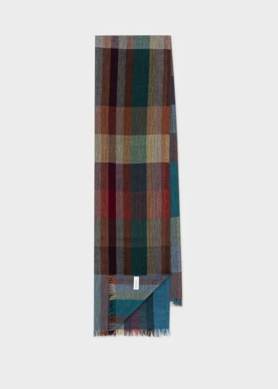Mens 039Signature Stripe Check039 Scarf Paul Smith Scarves