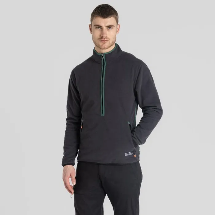 Mens Half Zip Fleece Craghoppers CO2 Renu Half Zip Fleece Black Pepper