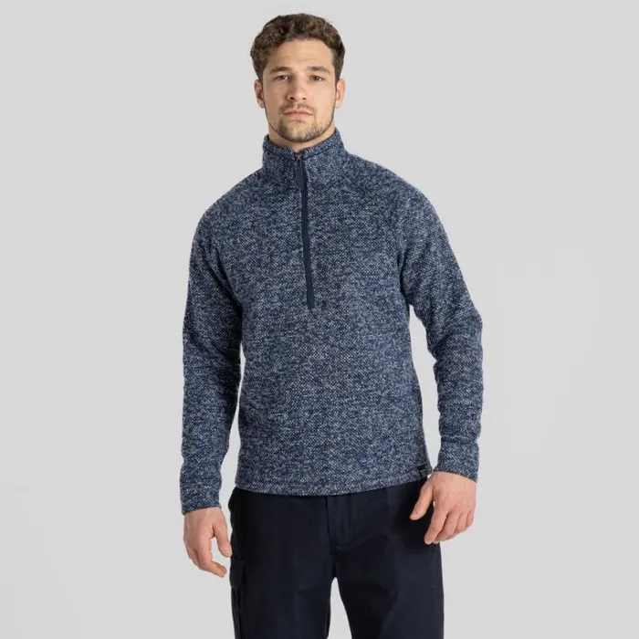 Mens Half Zip Fleece Craghoppers Rubeus Half Zip Fleece Blue Navy Marl