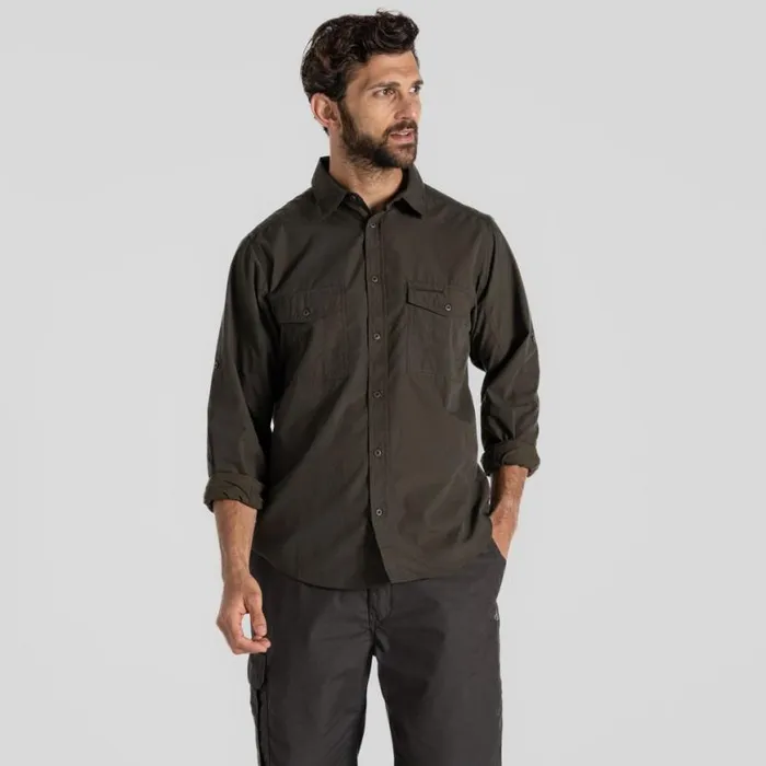 Mens Long Sleeve Craghoppers Kiwi Long Sleeved Shirt Woodland Green