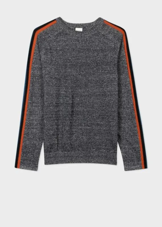Mens Mouline Sweater With 039Artist Stripe039 Sleeves Paul Smith Sweaters