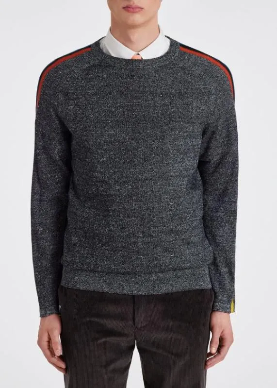 Mens Mouline Sweater With 039Artist Stripe039 Sleeves Paul Smith Sweaters