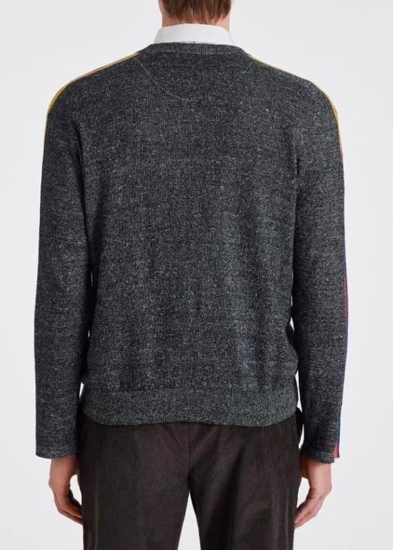 Mens Mouline Sweater With 039Artist Stripe039 Sleeves Paul Smith Sweaters