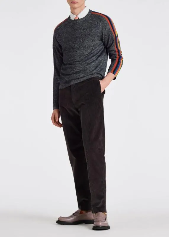 Mens Mouline Sweater With 039Artist Stripe039 Sleeves Paul Smith Sweaters