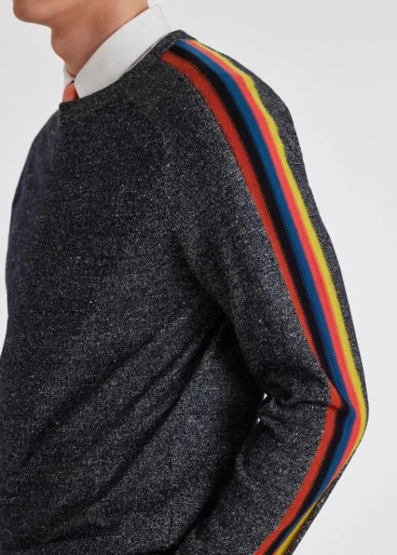 Mens Mouline Sweater With 039Artist Stripe039 Sleeves Paul Smith Sweaters