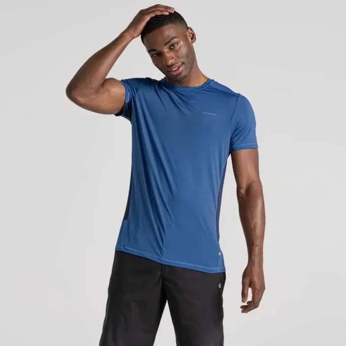 Mens Short Sleeve Craghoppers Atmos Short Sleeved TShirt Bolt Blue