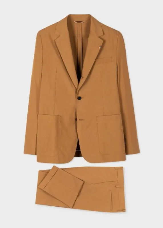 Mens SlimFit Cotton ThreeButton SuitPoplin ThreeButton BlazerCotton Single Pleat Trousers Paul Smith Suits