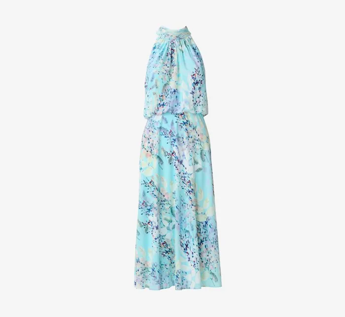 Midi Dresses Womens Adrianna Papell Floral Mock Neck Midi Dress In Light Blue Multi