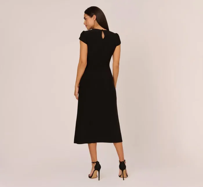 Midi Dresses Womens Adrianna Papell Jersey Midi Dress With Cap Sleeves In Black