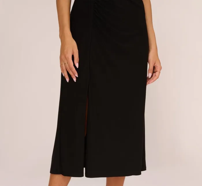 Midi Dresses Womens Adrianna Papell Jersey Midi Dress With Cap Sleeves In Black