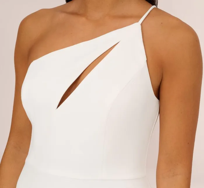 Midi Dresses Womens Adrianna Papell One Shoulder Crepe Dress With Cutout Neckline In Ivory