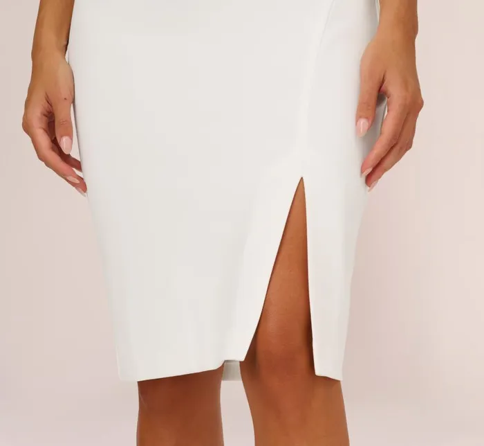 Midi Dresses Womens Adrianna Papell One Shoulder Crepe Dress With Cutout Neckline In Ivory
