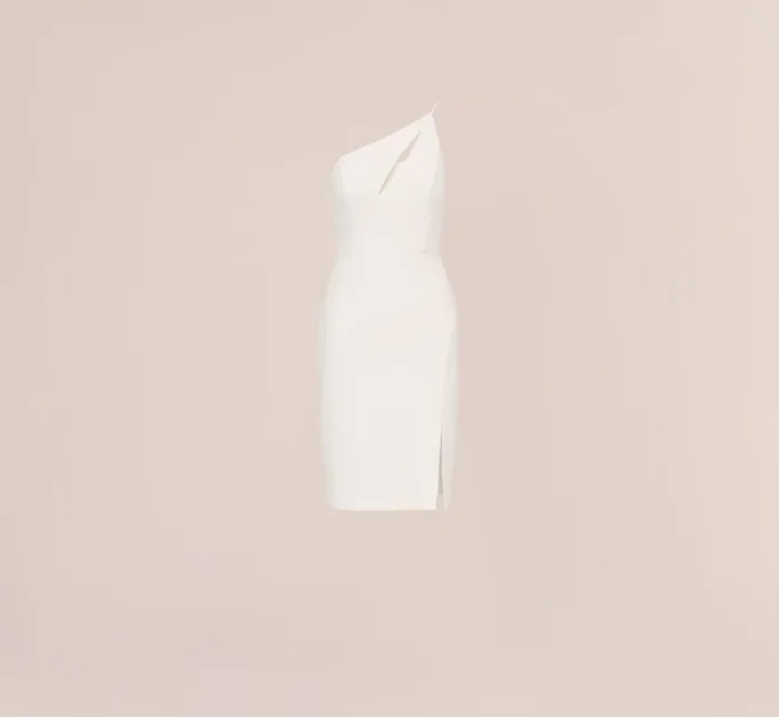Midi Dresses Womens Adrianna Papell One Shoulder Crepe Dress With Cutout Neckline In Ivory