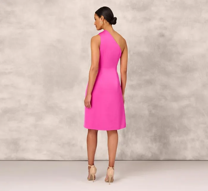 Midi Dresses Womens Adrianna Papell One Shoulder Midi Dress With Pleated Details In Magenta