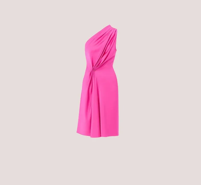 Midi Dresses Womens Adrianna Papell One Shoulder Midi Dress With Pleated Details In Magenta