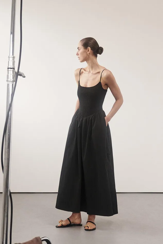 MILANO BLACK COTTON MIDI DRESS Women DISSH Event Dresses