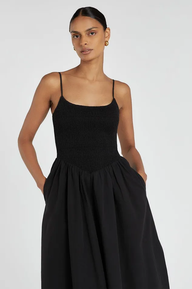 MILANO BLACK COTTON MIDI DRESS Women DISSH Event Dresses