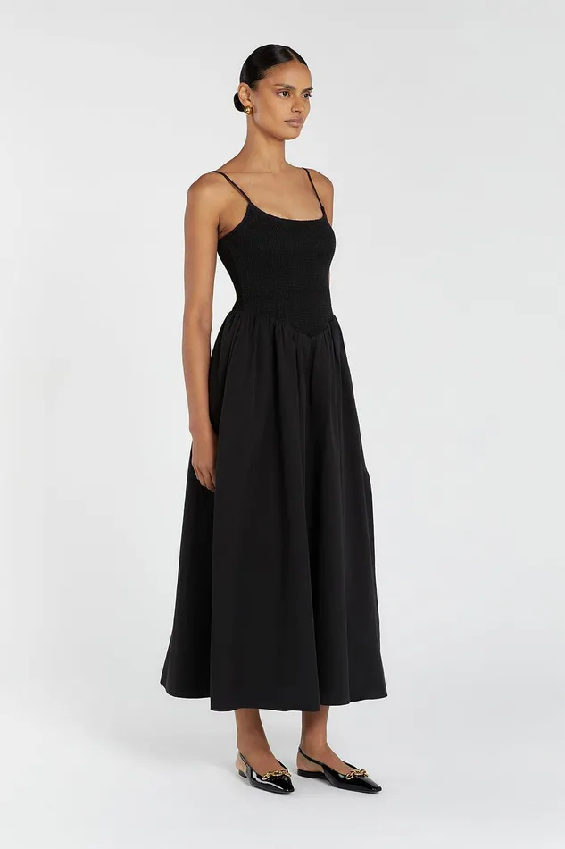 MILANO BLACK COTTON MIDI DRESS Women DISSH Event Dresses