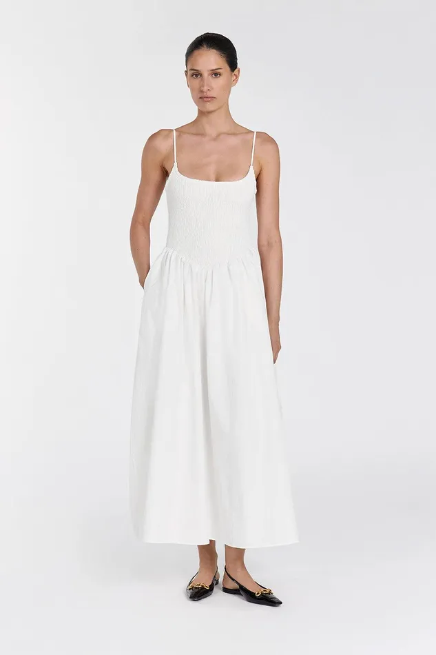 MILANO WHITE COTTON MIDI DRESS Women DISSH White Dresses