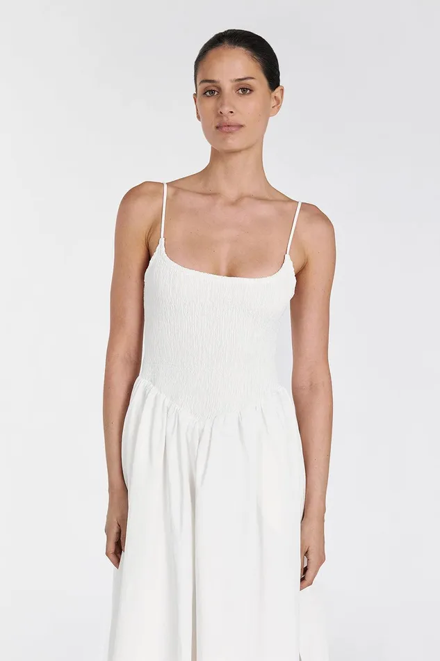 MILANO WHITE COTTON MIDI DRESS Women DISSH White Dresses