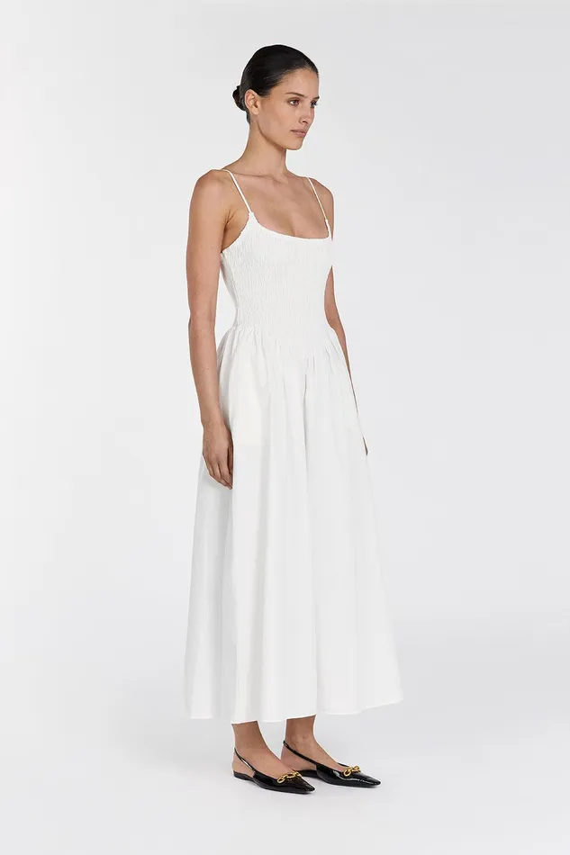 MILANO WHITE COTTON MIDI DRESS Women DISSH White Dresses