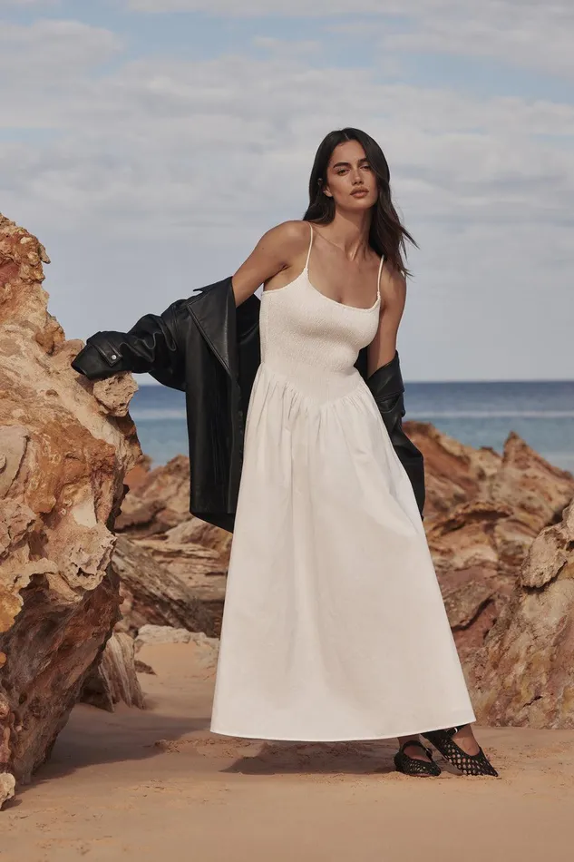MILANO WHITE COTTON MIDI DRESS Women DISSH White Dresses