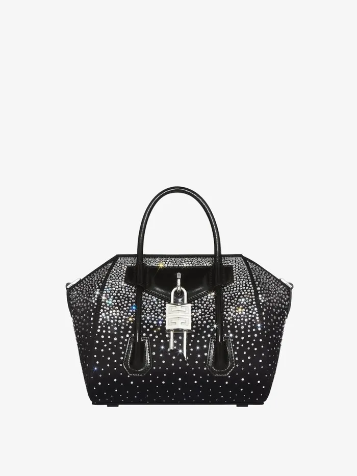Mini Antigona Lock Bag In Satin With Strass Black Women Givenchy Crossbody Bags Mini Antigona Lock Bag In Satin With Strass Black Women Givenchy Crossbody Bags