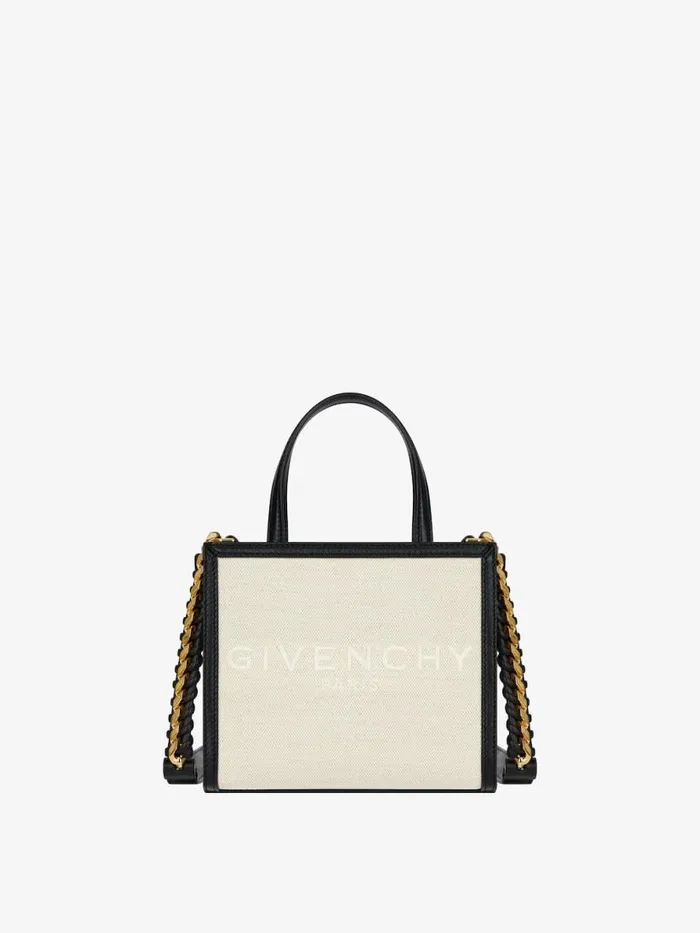 Mini GTote Shopping Bag In Canvas And Leather Natural Beige Women Givenchy Tote Bags Mini GTote Shopping Bag In Canvas And Leather Natural Beige Women Givenchy Tote Bags