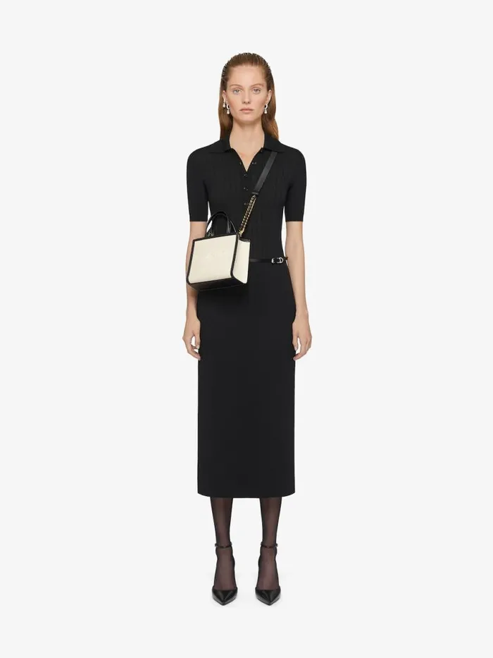 Mini GTote Shopping Bag In Canvas And Leather Natural Beige Women Givenchy Tote Bags
