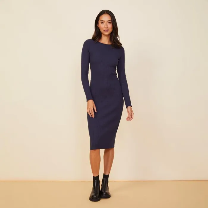 MONROW Dresses Cozy Rib Dress 8211 Women MONROW Dresses Cozy Rib Dress 8211 Women