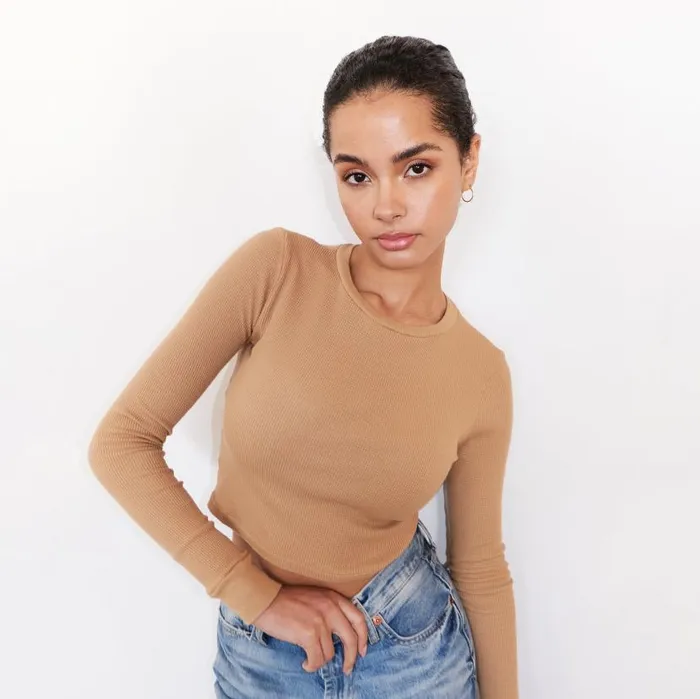 MONROW Long Sleeve Baby Thermal Cropped Long Sleeve 8211 Women