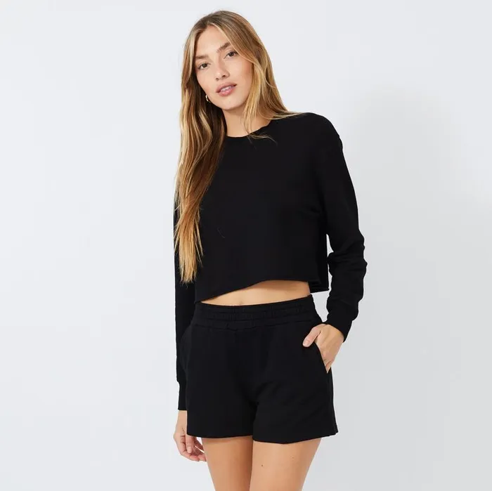 MONROW Sweatshirts Cropped Boyfriend Sweatshirt 8211 Women