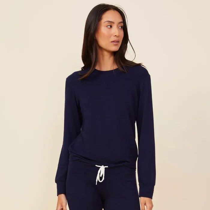 MONROW Sweatshirts Supersoft Crew Neck Sweatshirt Navy Color 8211 Women