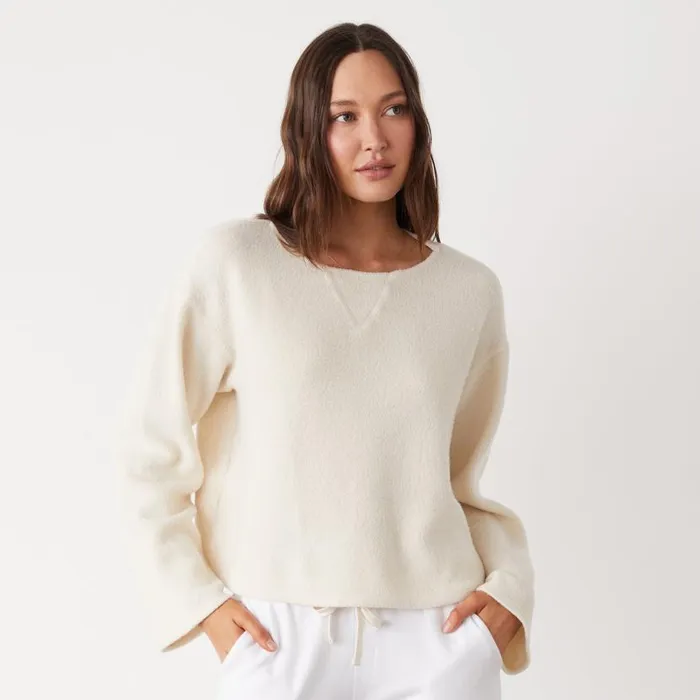 MONROW Sweatshirts Teddy Fleece Boat Neck Sweatshirt 8211 Women