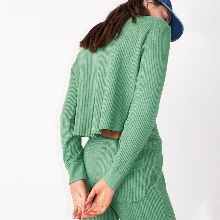 MONROW Sweatshirts Waffle Half Zip Sweatshirt 8211 Women MONROW Sweatshirts Waffle Half Zip Sweatshirt 8211 Women