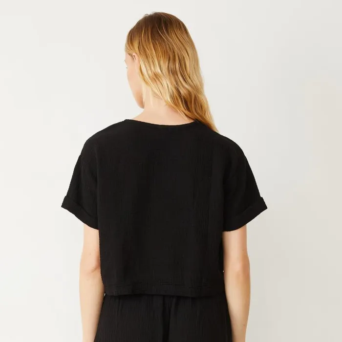 MONROW Tees Gauze V Neck Mini Top 8211 Women MONROW Tees Gauze V Neck Mini Top 8211 Women