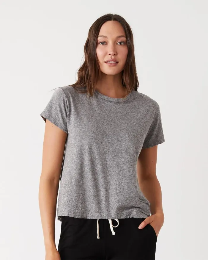 MONROW Tees Textured TriBlend Basic Crew Neck Tee 8211 Women