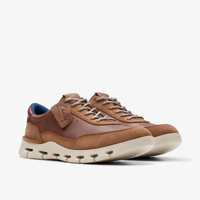 Nature X One Dark Tan Leather Men Clarks Sneakers