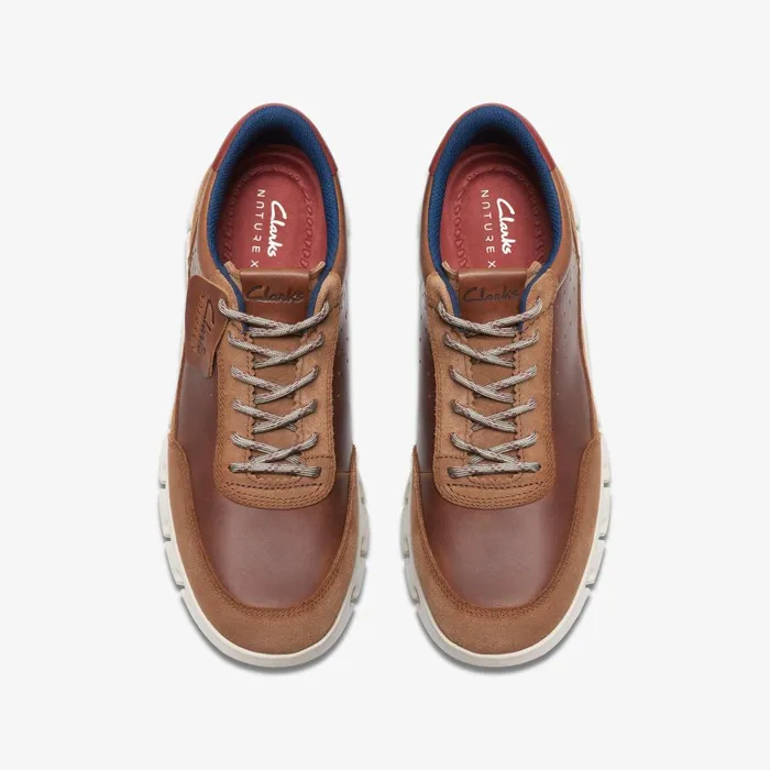 Nature X One Dark Tan Leather Men Clarks Sneakers