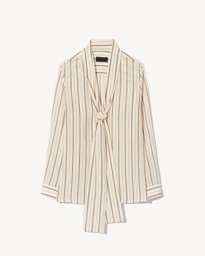 Nili Lotan ANGELIQUE SILK BLOUSE Brandy Stripes Women Tops