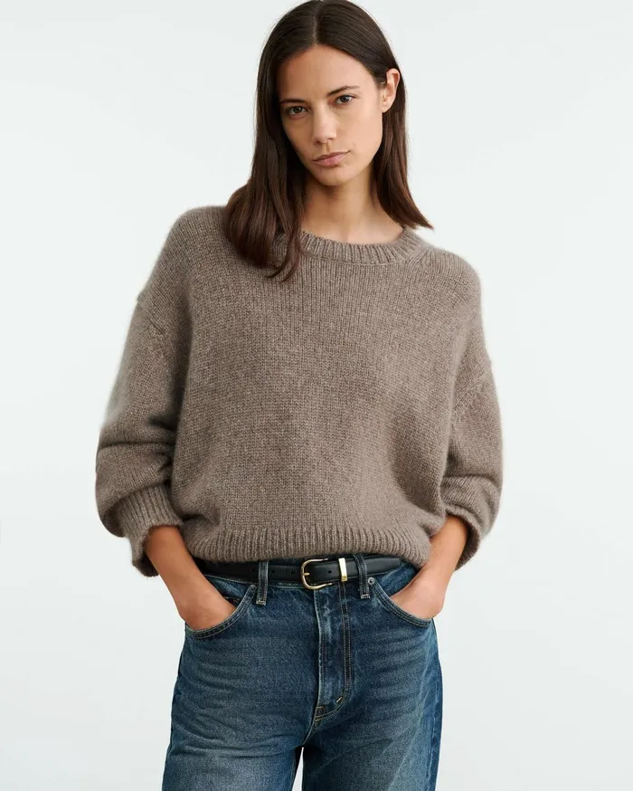 Nili Lotan ANISA CASHMERE SWEATER Peat Melange Women Knits and Sweaters