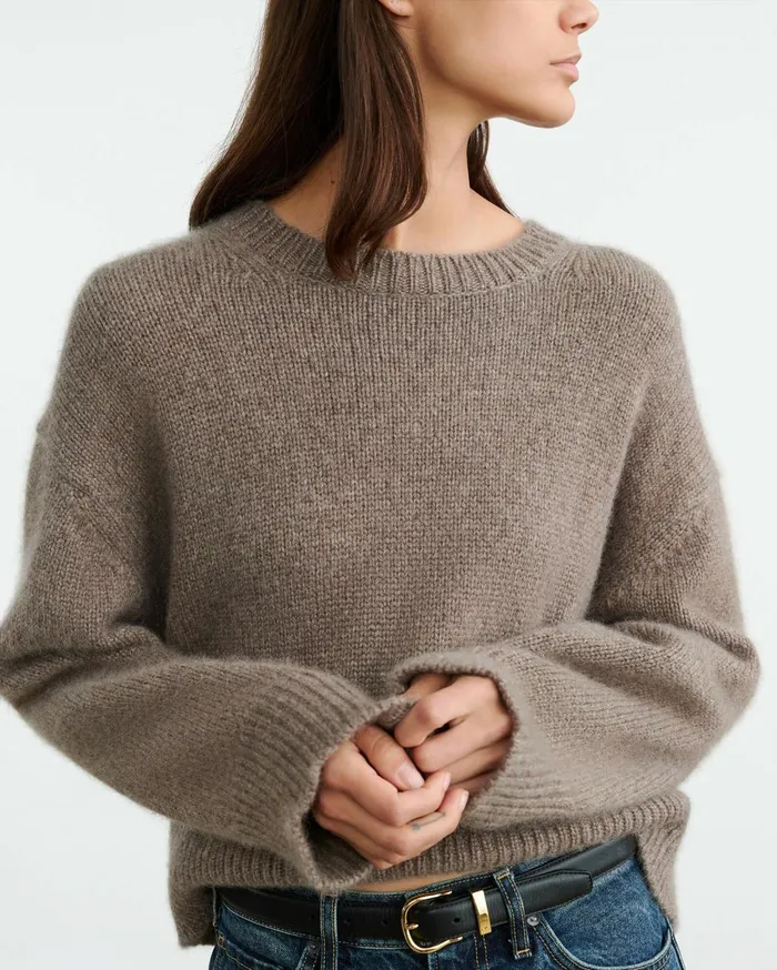 Nili Lotan ANISA CASHMERE SWEATER Peat Melange Women Knits and Sweaters