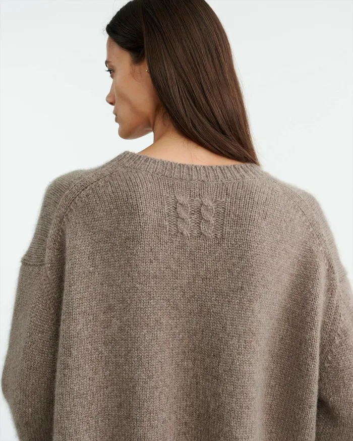 Nili Lotan ANISA CASHMERE SWEATER Peat Melange Women Knits and Sweaters