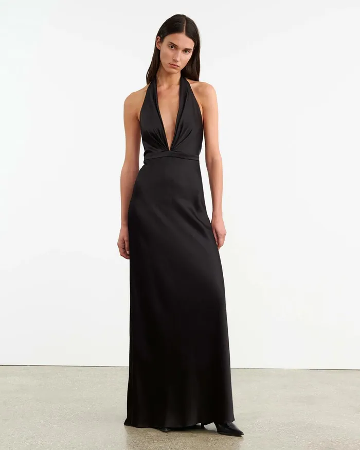 Nili Lotan ESSY SILK GOWN Black Women Dresses and Skirts