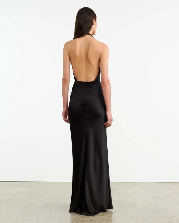 Nili Lotan ESSY SILK GOWN Black Women Dresses and Skirts